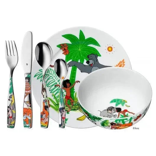 Juego de Cubiertos y Vajilla Personalizados para Bebés | Libro de la Selva| 6 Piezas