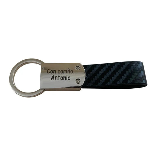 Llavero Acero y PU Personalizado con texto - Regalo Grabado