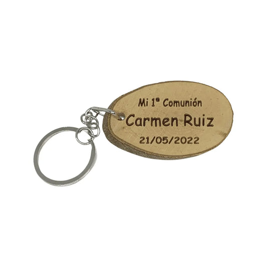 Llaveros Personalizados, rodaja Madera, Haya Natural, grabados como desee - Regalo Grabado