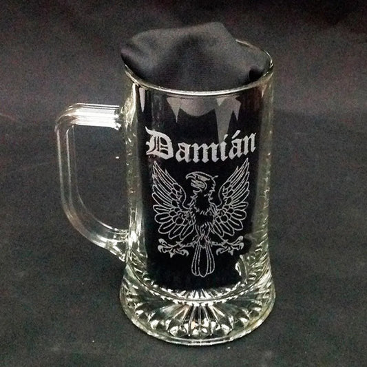 Jarra de Cerveza Personalizada con Nombre, Dibujo, Logo | Para Diestros y Zurdos (500ml) - Regalo Grabado