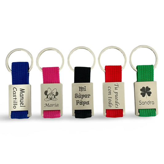 Llavero Personalizado Acero y Poliéster - Regalo Grabado