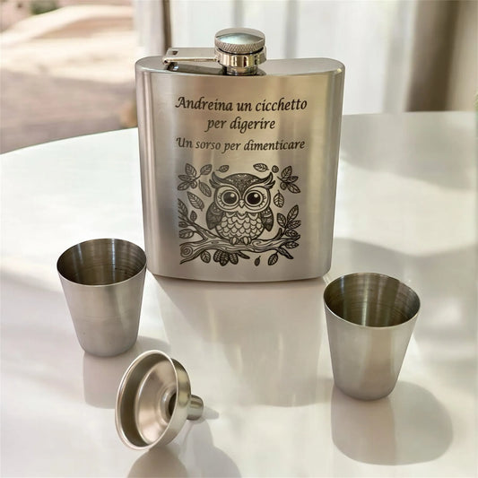 Personalized 207ml Hip Flask | With 2 Glasses and Funnel