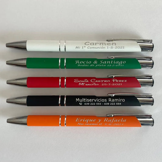 Pack Bolígrafos metálicos con suave tacto de goma Personalizados como desee - Regalo Grabado
