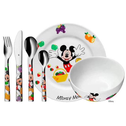 Juego de Cubiertos y Vajilla Personalizados para Bebés | Mickey Mouse | 6 Piezas - Regalo Grabado