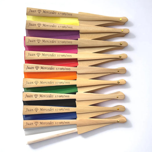 Abanicos personalizados todos los colores con diseño bodas de diamante