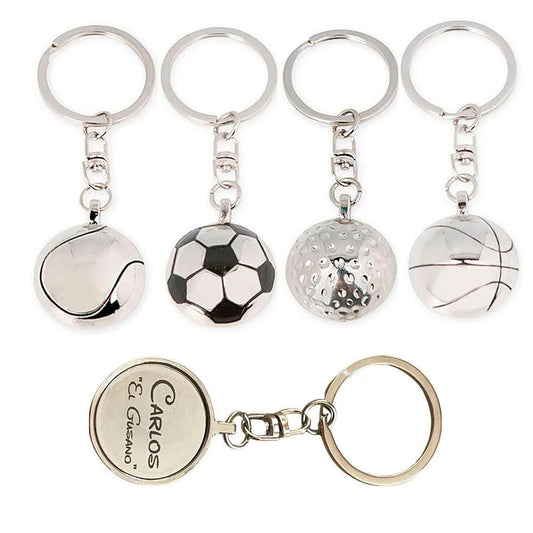 Llavero Personalizado pelota de Futbol, Baloncesto, Golf o Tenis - Regalo Grabado