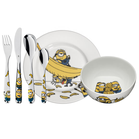 Juego de Cubiertos Infantiles Personalizados con vajilla Minions de 6 piezas