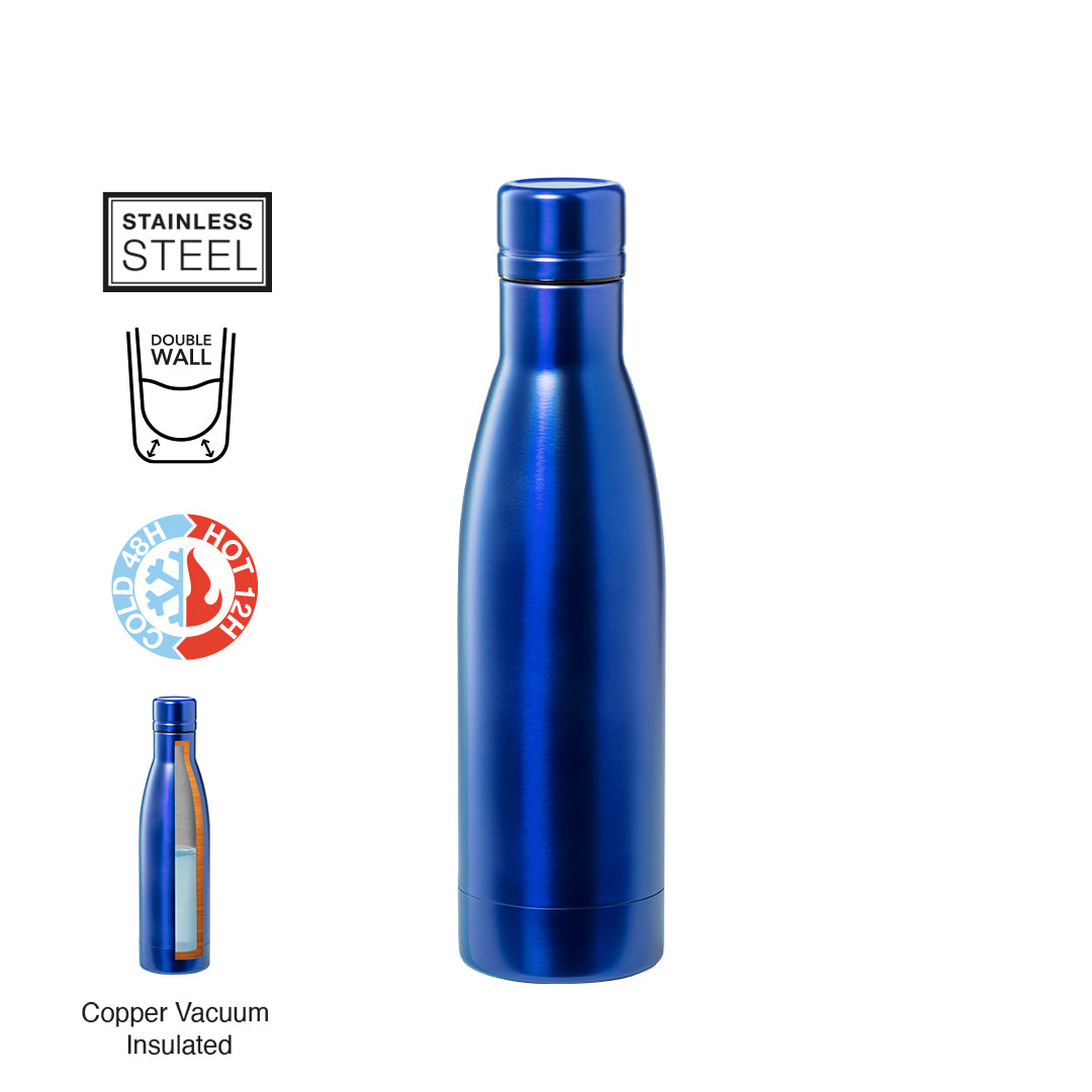 Botella térmica Personalizada acero inoxidable. Incluye anilla con mosquetón para colgar