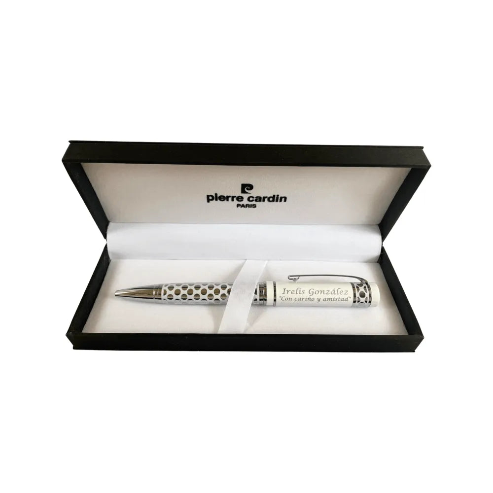 Bolígrafo Pierre Cardin personalizado en caja de regalo color blanco