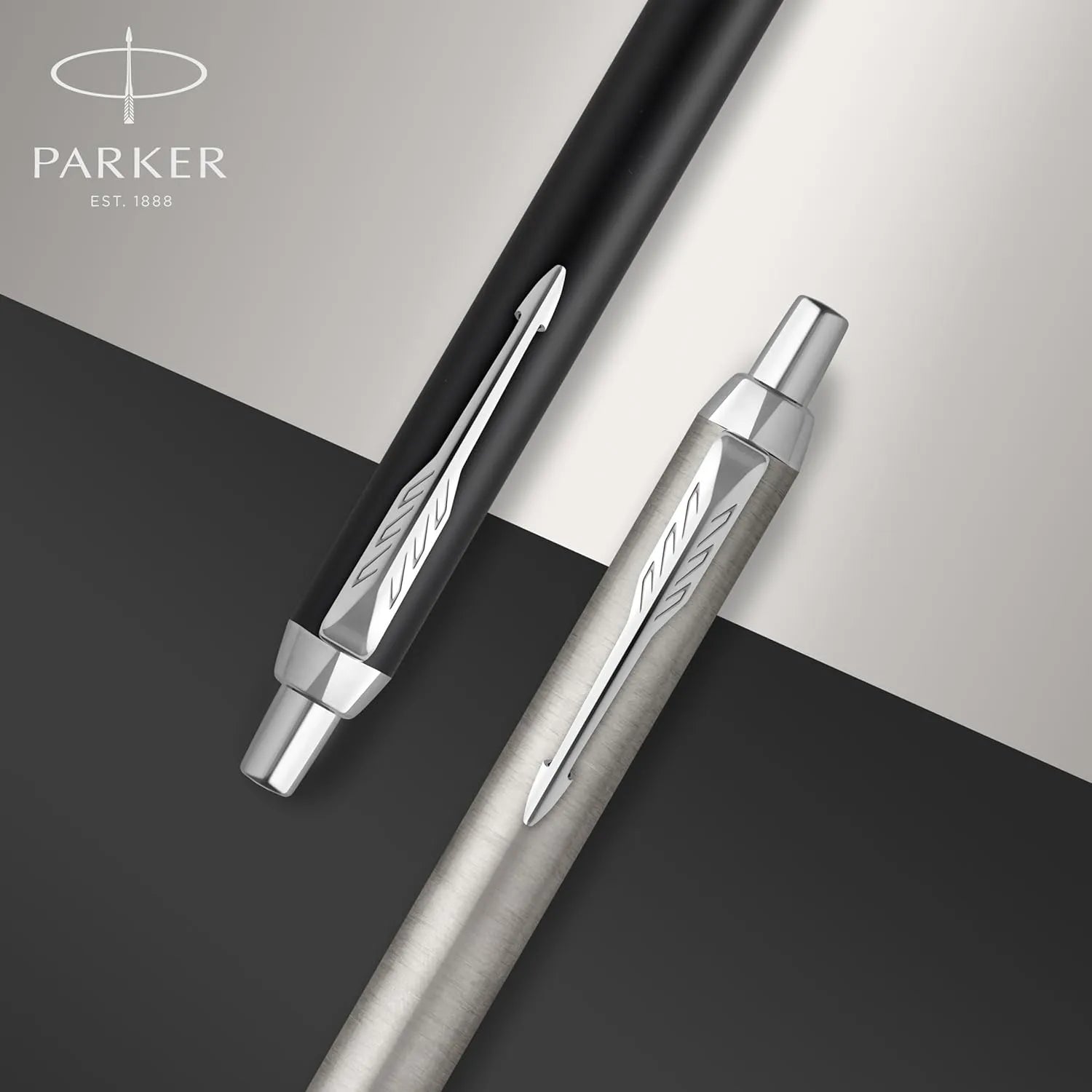 Bolígrafo Parker IM personalizado en colores Acero y Negro