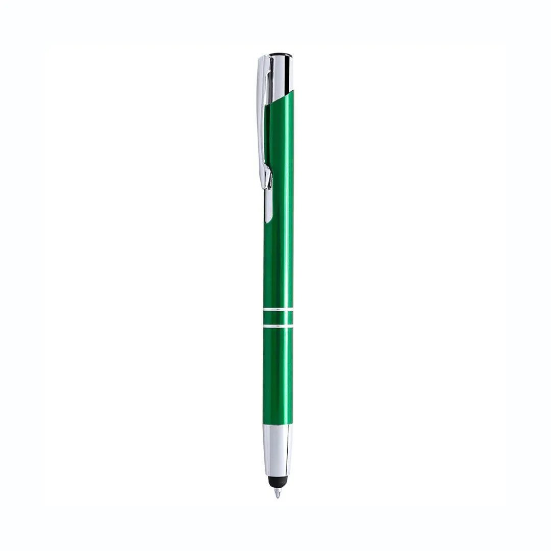 Bolígrafo personalizado con puntero táctil color verde