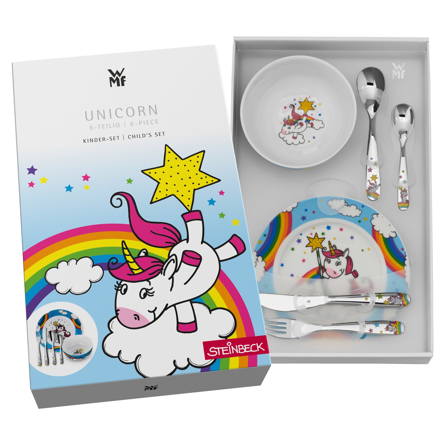 Cubiertos infantiles personalizados Unicornio caja con presentación