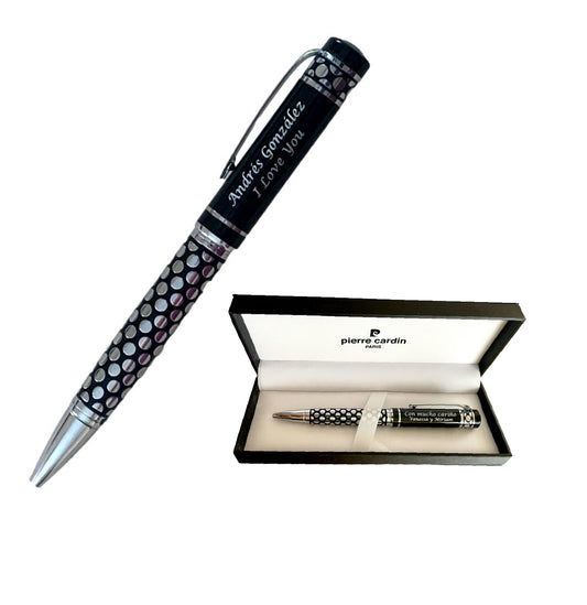 Personalized Fashion Pierre Cardín ballpoint pen, metal in White or Black for gift 