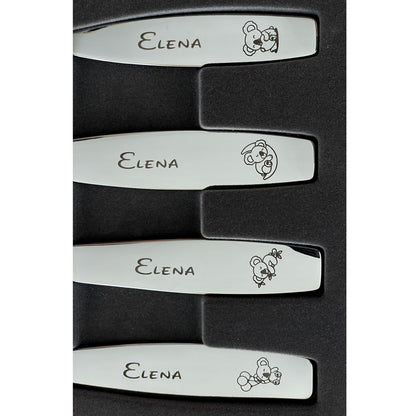 Children's Cutlery with Koala drawings Engraved with text of your choice