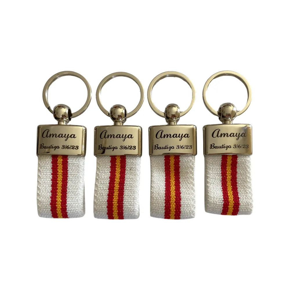 Personalized Spanish Flag Keychain - Glossy Metal – Regalo Grabado