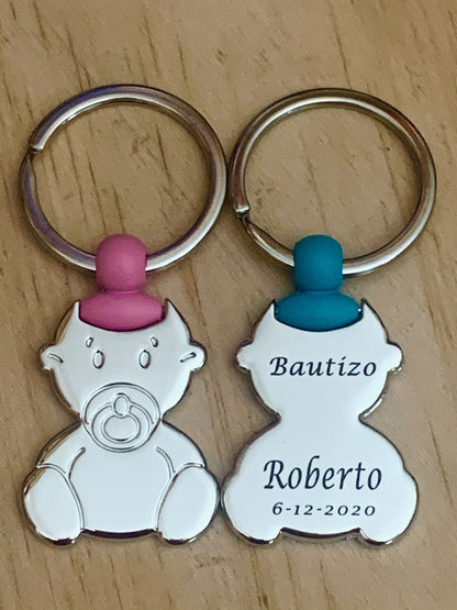 Personalized baptism baby keychain