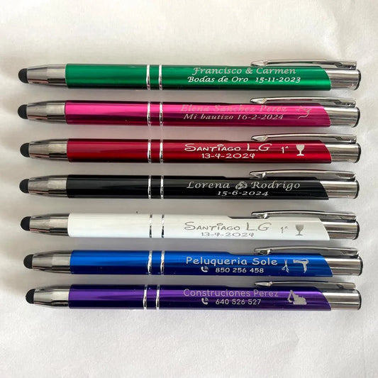Pack bolígrafos personalizados con puntero táctil abajo