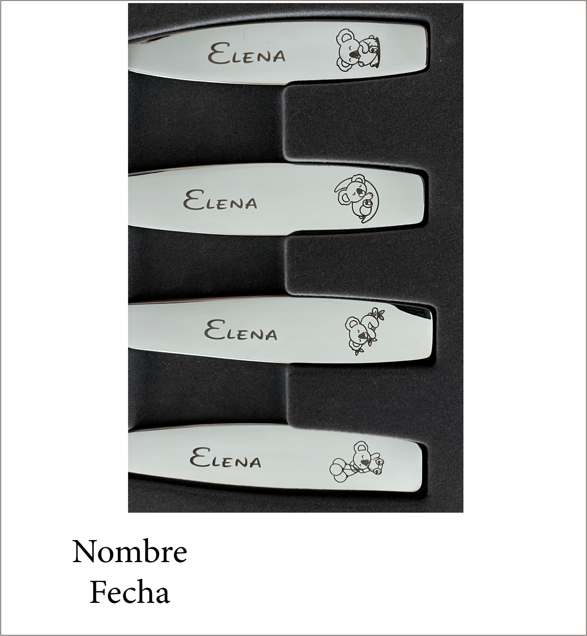 Children's Cutlery with Koala drawings Engraved with text of your choice