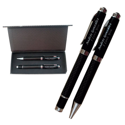 Personalized Carbon Fiber Pen and Rollerball with the text you want