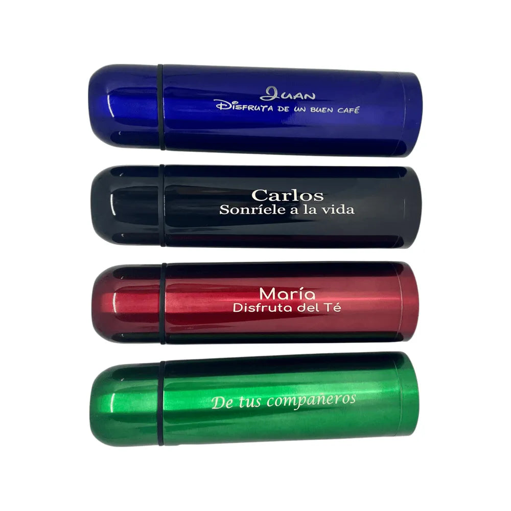 Termo Personalizado acabado brillo. Incluye anilla con mosquetón para colgar - Regalo Grabado