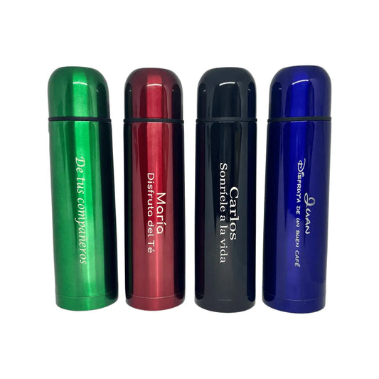 Termo Personalizado acabado brillo. Incluye anilla con mosquetón para colgar - Regalo Grabado