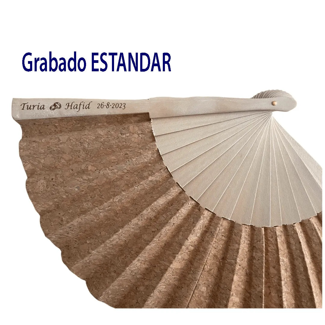 Abanicos de corcho personalizados grabado estándar