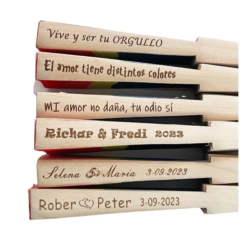 Abanicos Personalizados día del Orgullo LGTBIQ tela Arcoíris diseños