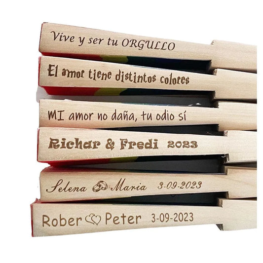 Abanicos Personalizados día del Orgullo LGTBIQ tela Arcoíris diseños