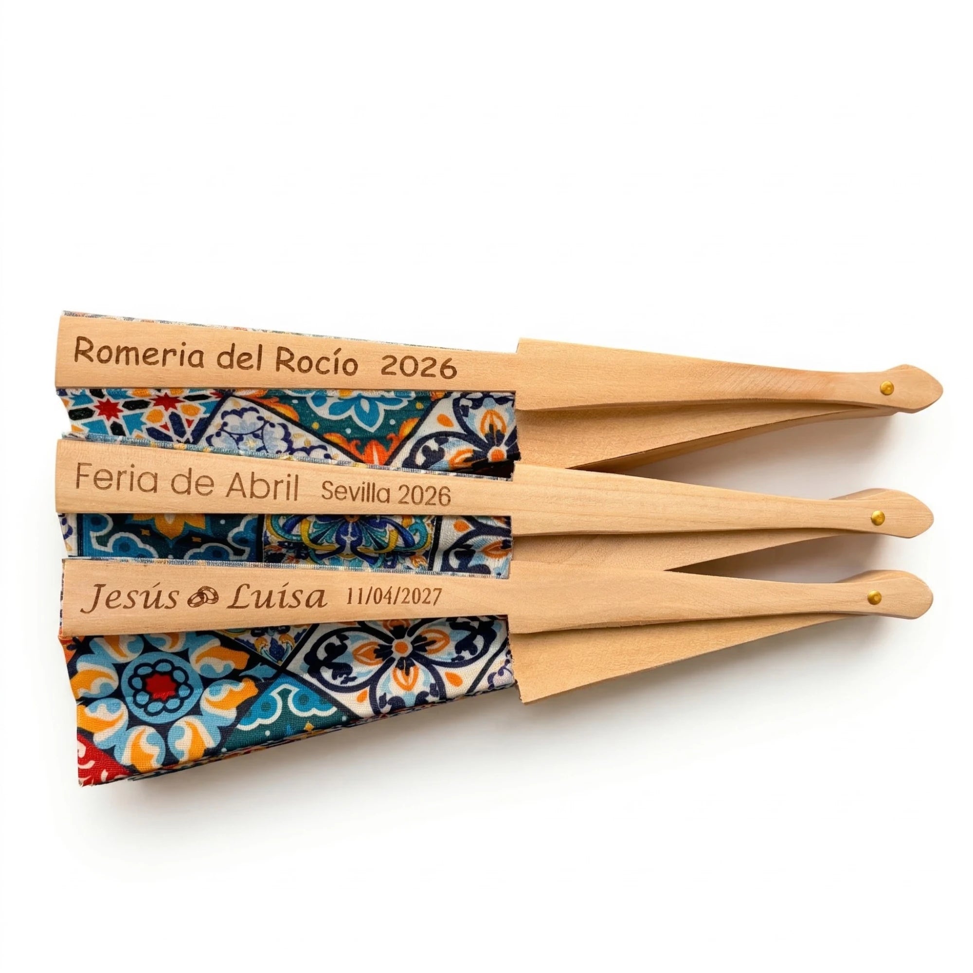 Abanicos personalizados mosaico para regalo grabado en eventos