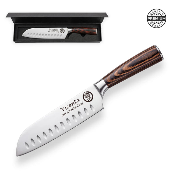 Cuchillo Personalizado Kai Alveolado| Acero Inoxidable y Mango de Pakka