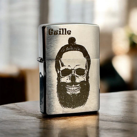 Encendedor Zippo Brushed Chrome Personalizado diseño Calavera