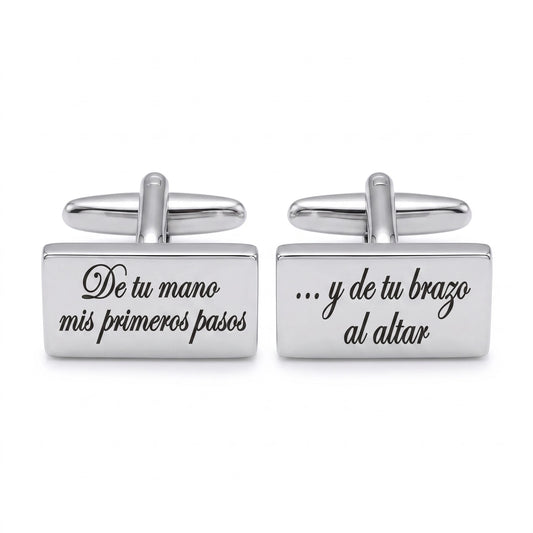 Gemelos personalizados de boda en acero inoxidable con grabado láser