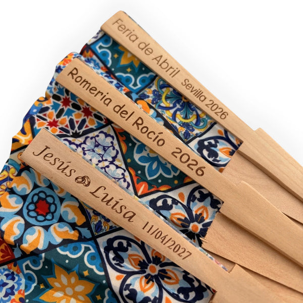 Abanicos de Madera Personalizados Mosaico Andaluz | Boda y Eventos