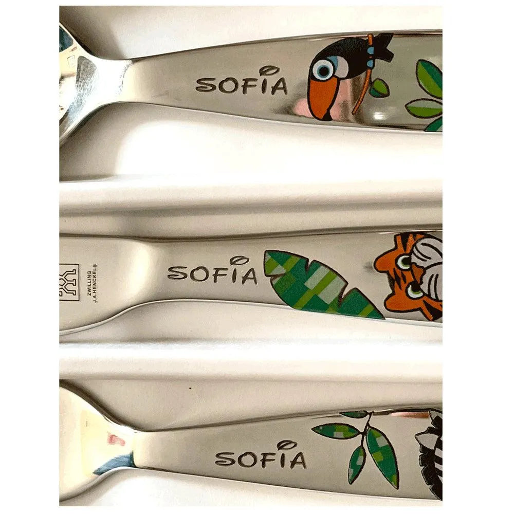 Grabado de los cubiertos infantiles personalizados modelo Jungla