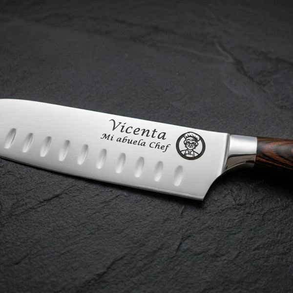 Cuchillo Personalizado Kai Alveolado| Acero Inoxidable y Mango de Pakka