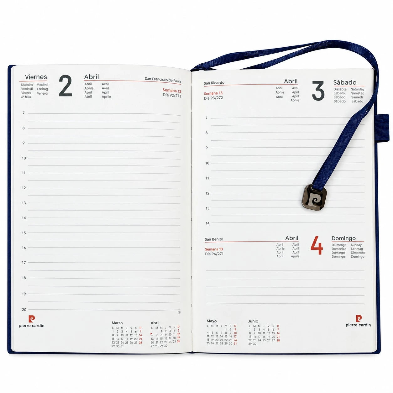 Interior de agenda Pierre Cardin personalizada con 354 páginas