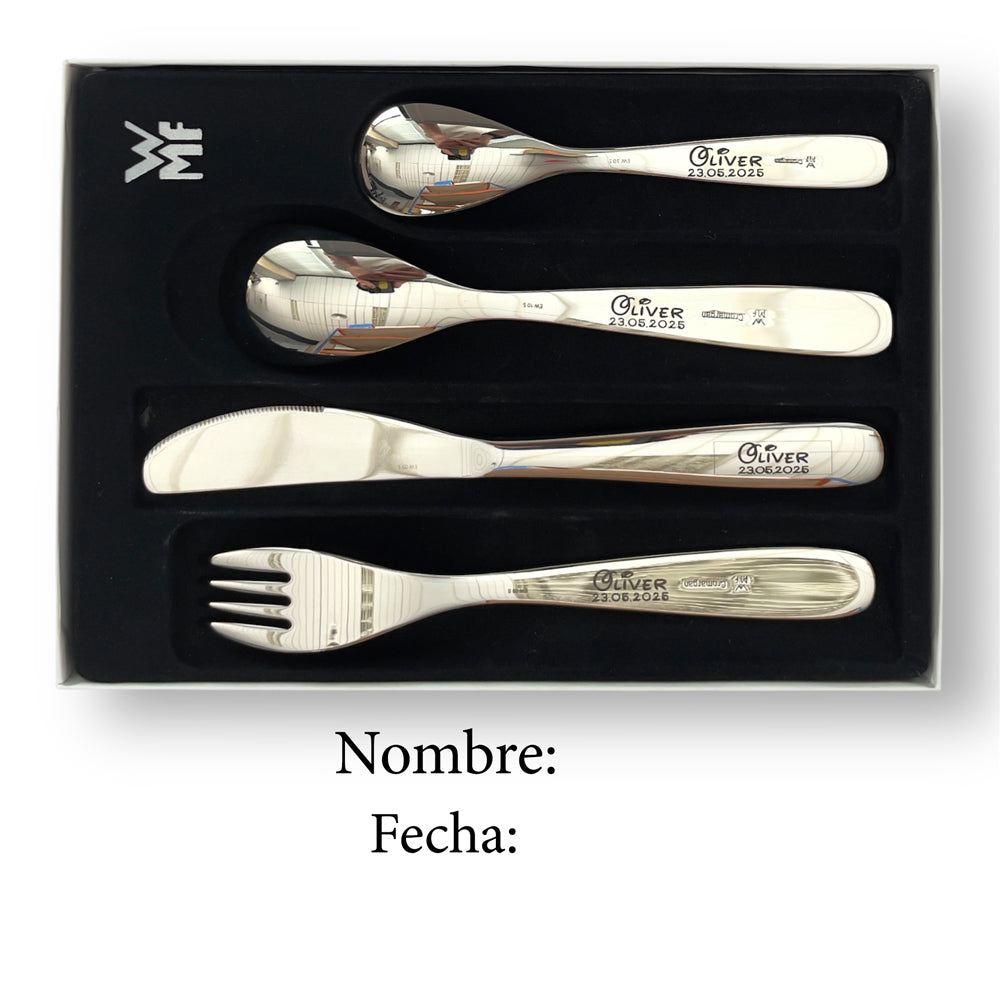 Personalización de los cubiertos infantiles personalizados vajilla