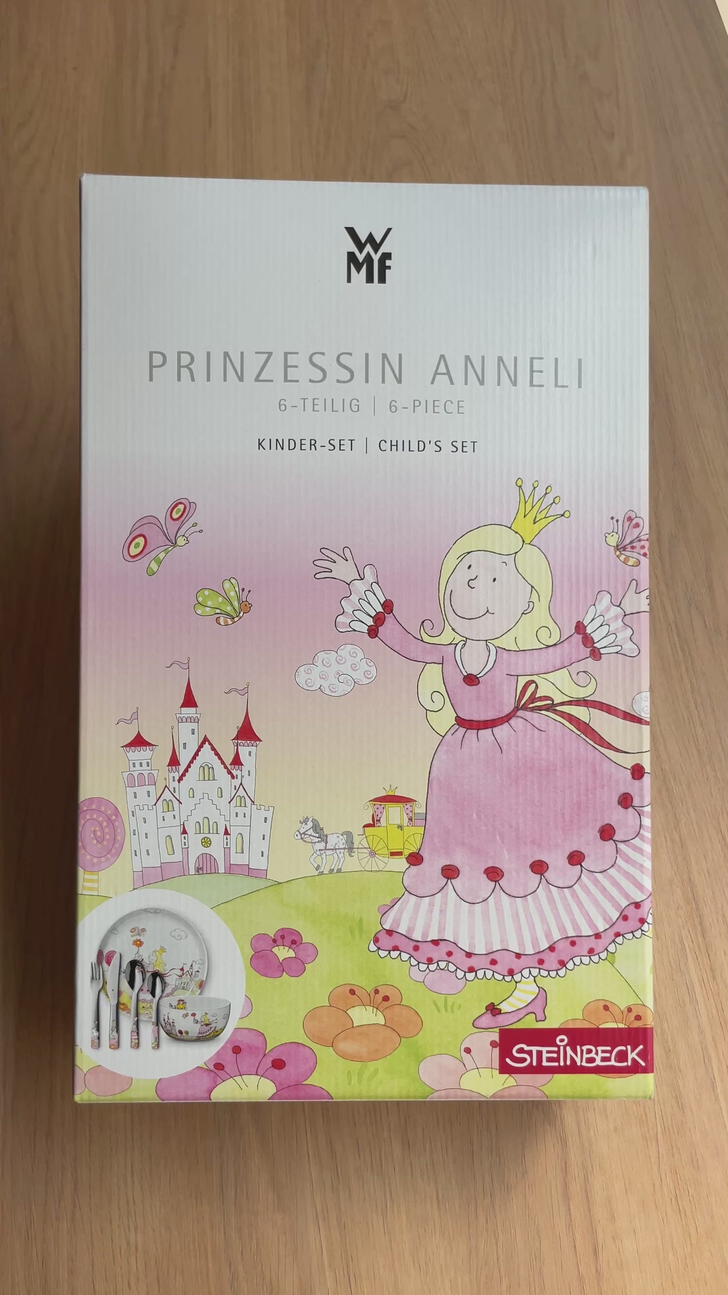 Juego vajilla y cubiertos infantiles personalizados Princesa Anneli