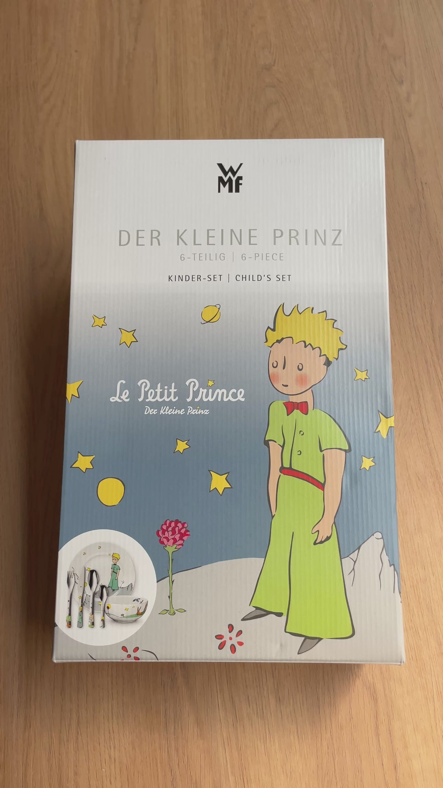 Juego vajilla y cubiertos infantiles personalizados Principito