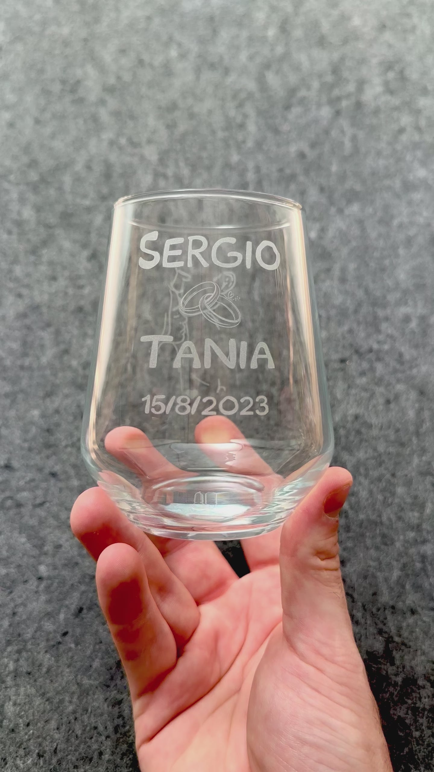 Vaso de cristal personalizado Esenzia diseño boda