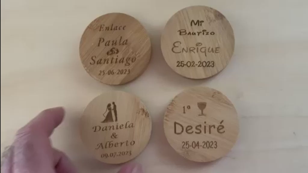 Abridores con Imán para Bodas Personalizados en Bambú y Acero