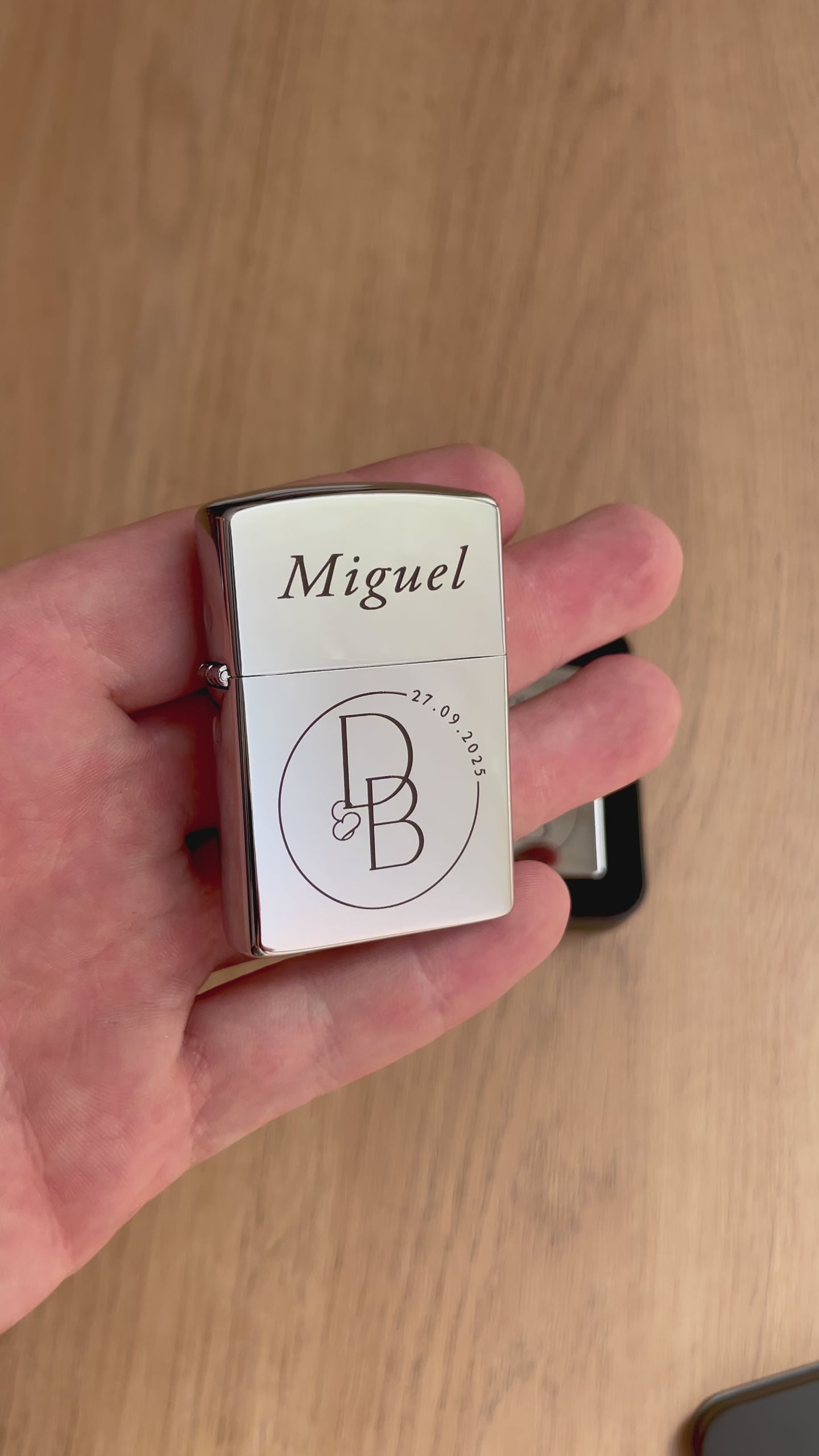 Mechero personalizado gasolina con diseño de boda