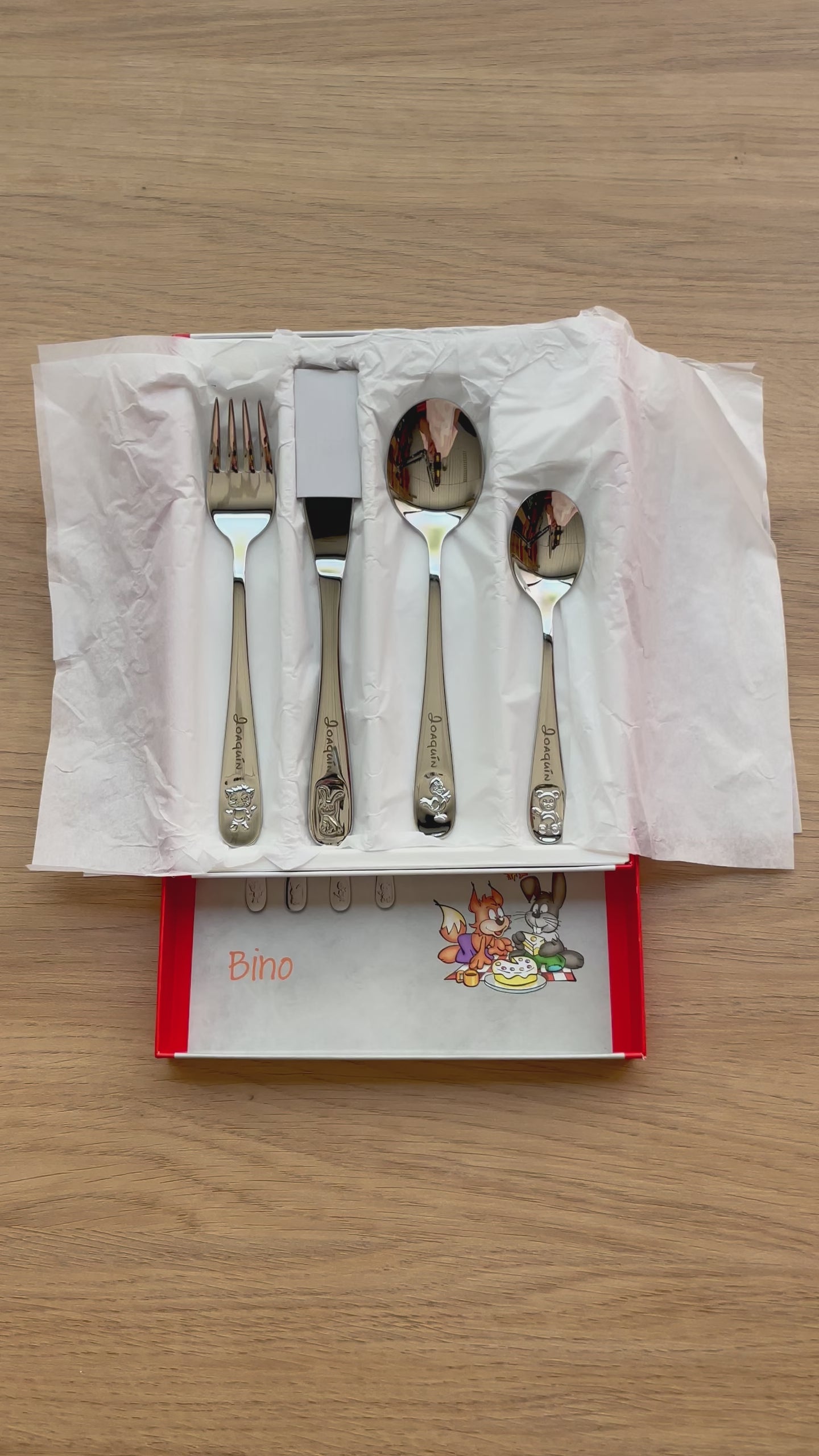 Cubiertos infantiles personalizados modelo Bino