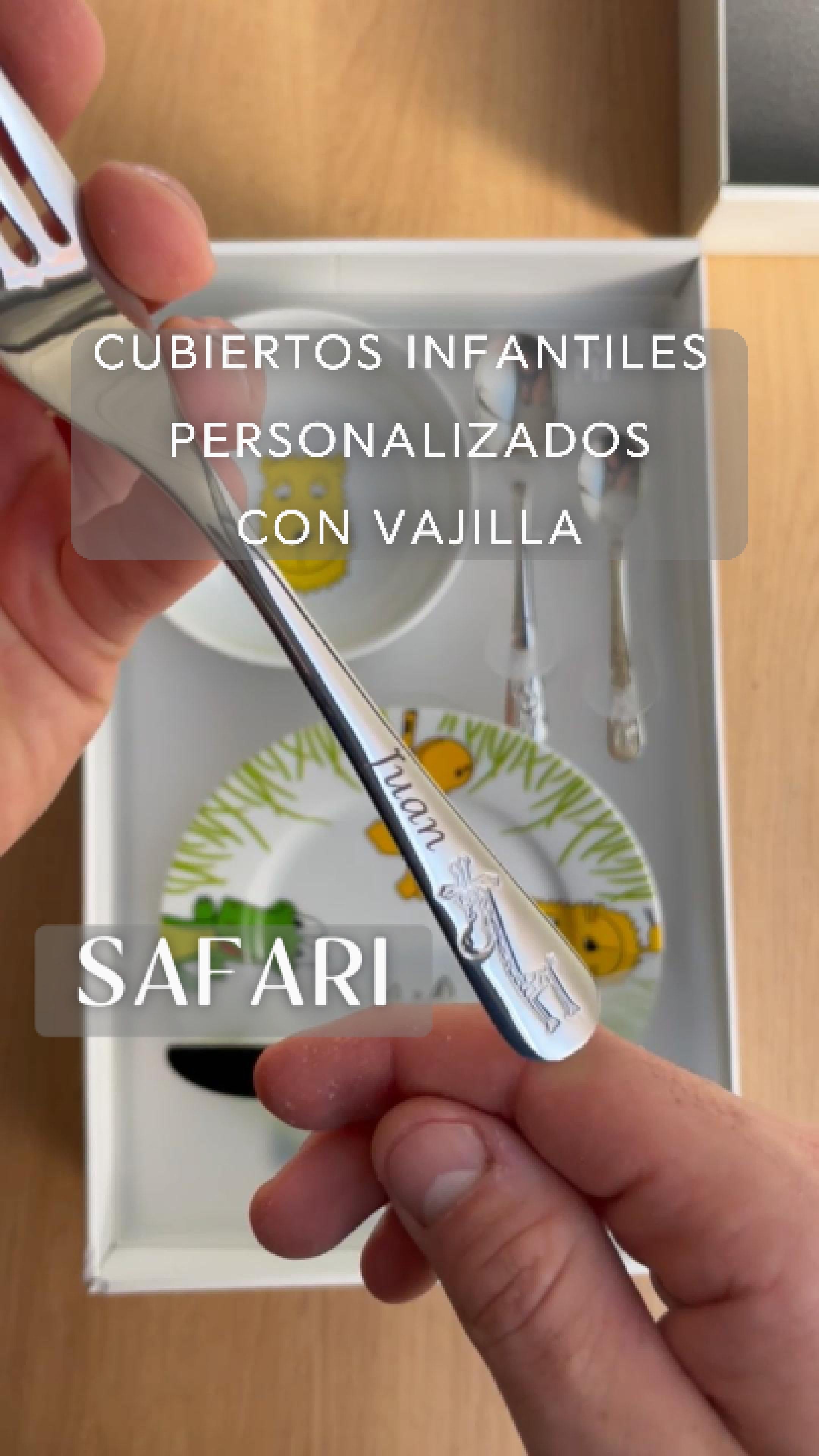 Cubiertos infantiles personalizados vajilla Safari 6 piezas
