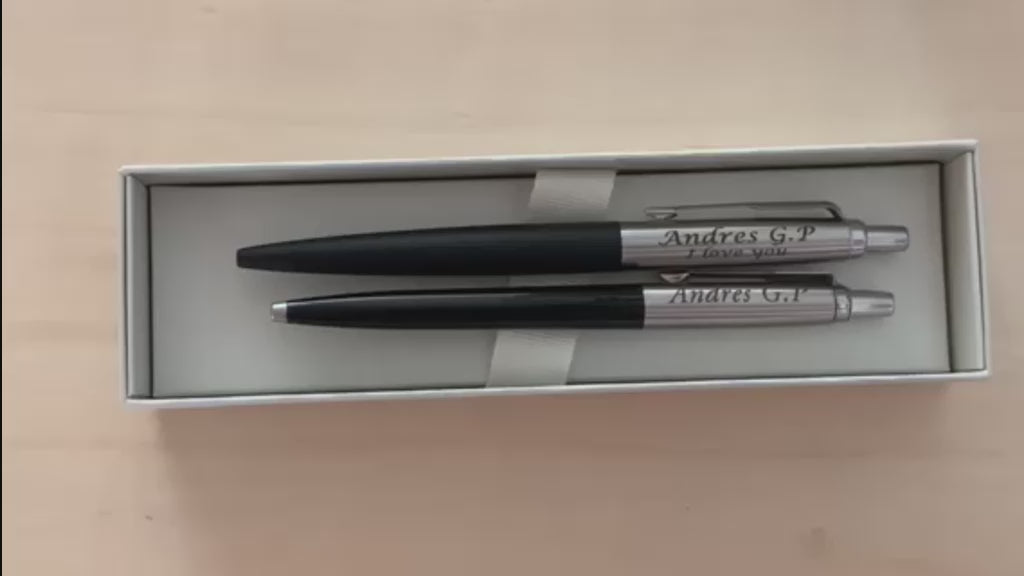 Personalised Engraved Parker Jotter Ballpoint Pen – Black Ink, Gold Trim – Christmas Gift