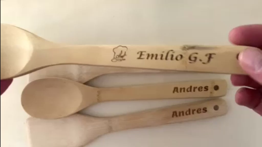 Juego Cuchara y Paleta de Bambú Personalizadas
