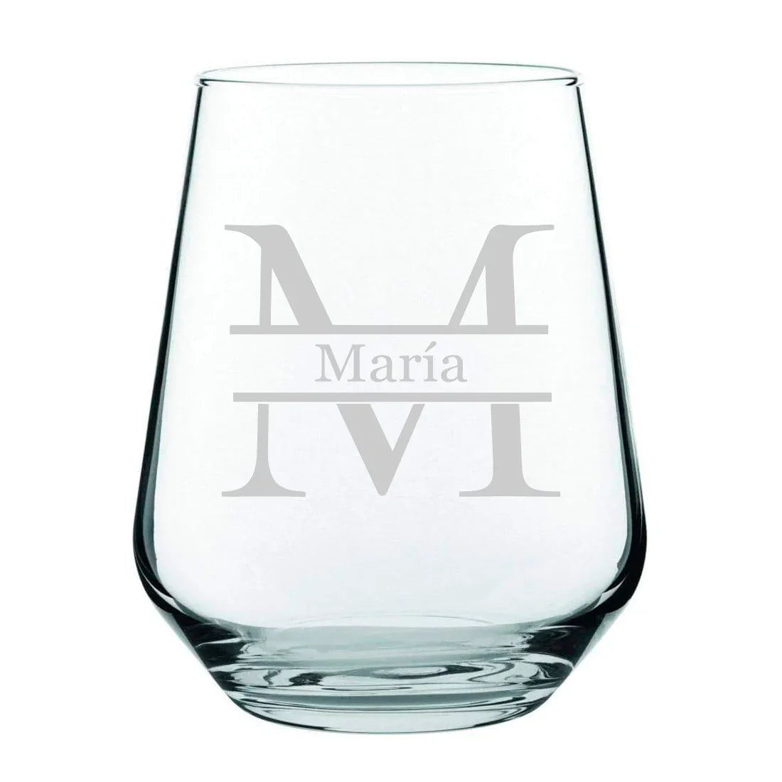 Vaso de cristal personalizado con nombre modelo Esenzia