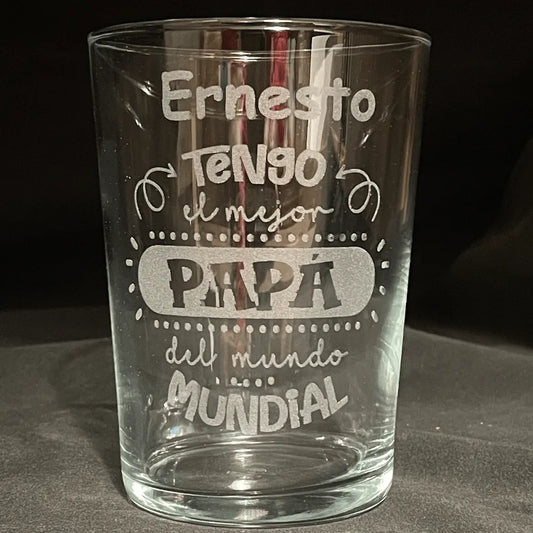Vaso cristal personalizado regalo diseño el mejor papa del mundo