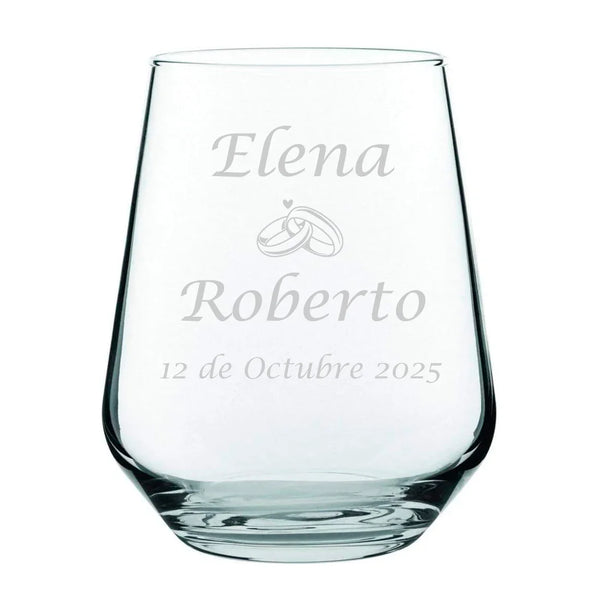 Vaso personalizado de cristal diseño boda modelo Esenzia