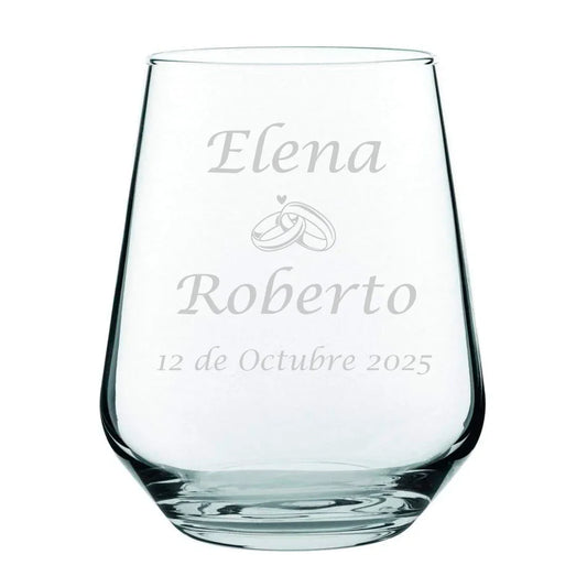 Vaso personalizado de cristal diseño boda modelo Esenzia